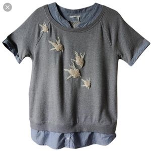 ANTHROPOLOGIE Sweater with birds Embroidery